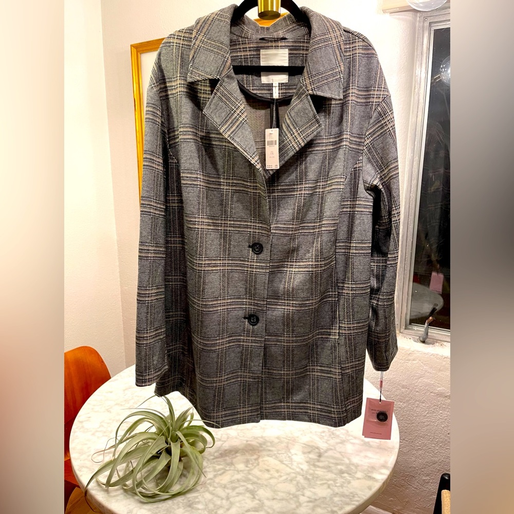 Anthropologie Avec Les Filles Longline Plaid Blazer - Picture 4 of 13